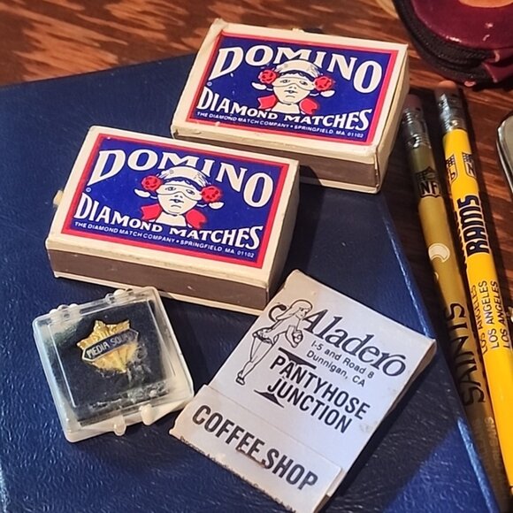 VintageJunk Drawer Lot book matches pin pencil medical more ! - Picture 3 of 8